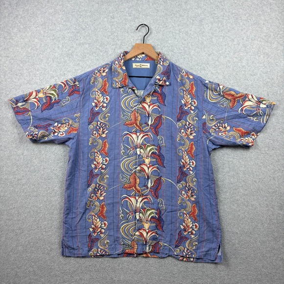 Tommy Bahama Other - Tommy Bahama Shirt Mens Large Floral Silk Aloha Hawaiian Camp Loop Collar Resort